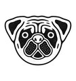 retro cute dog sad pug head vector image vector image