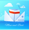 floating paper boat flat icon poster vector image