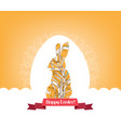 happy easter with egg and doodle bunny vector image vector image
