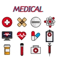 medical flat icon set vector image