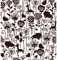 seamless cute pattern of flora and fauna vector image vector image
