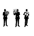 silhouettes of businessmen holding panels vector image vector image