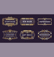 art deco labels vintage ornamental logos 1920s vector image vector image
