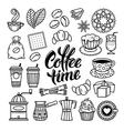 coffee doodle icon set vector image