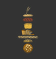 set with bakery products vector image