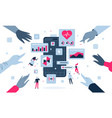 people using health and fitness app on the phone vector image