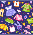 pattern with a collection t-shirts hats vector image