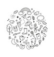 cute doodle with cloud rainbow sun animal vector image