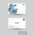 macaw bird and tropical green leaf namecard vector image