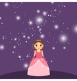 beautiful cartoon princess on violet background vector image