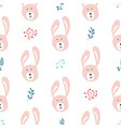 cute rabbit seamless pattern cartoon animals vector image