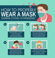 proper way to wear a mask infographics vector image vector image