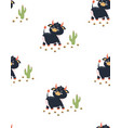 seamless pattern cute bull vector image vector image