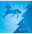 background with horse silhouette christmas tree vector image