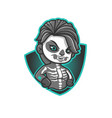 cute skull kid logo cartoon vector image