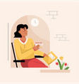 neighbor in window concept woman sitting on chair vector image vector image