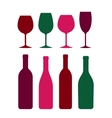 colorful wine bottle and glass set vector image vector image