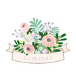 flower ribbons banner pastel color vintage style vector image