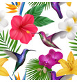 tropical pattern colibri with exotic flowers vector image vector image