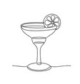 continuous line drawing wineglass with cocktail vector image
