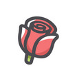 red rose flower icon cartoon vector image vector image