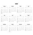 monthly calendar year 2022 vector image