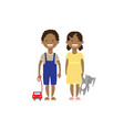african boy girl sister brother with toys full vector image