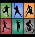 set of sport silhouettes on the colorful vector image vector image