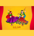 garba night womans playing and dandiya vector image vector image