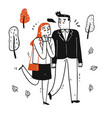 couple walking in park vector image vector image