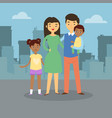 happy family walks around city banner father vector image