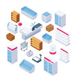 isometric store furniture supermarket shelves vector image