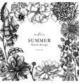 summer flowers square card or invitation template vector image vector image