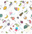 fruits and vegetables seamless pattern memphis vector image