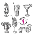 hand drawn sketch set of alcoholic cocktails vector image