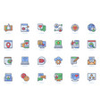 social network web flat line icon vector image