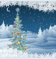winter landscape with christmas tree vector image vector image