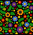 seamless floral pattern on black background vector image vector image
