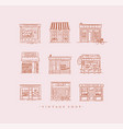 set vintage cafe and shops peach vector image
