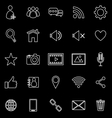 chat line icons on black background vector image