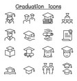 graduation and commencement icon set in thin line vector image vector image