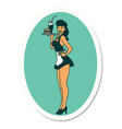 tattoo style sticker a pinup waitress girl vector image vector image