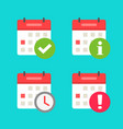 calendar icons set with alert or info vector image