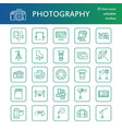 photography equipment flat line icons digital vector image