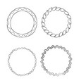 round doodle line art frames set vector image vector image