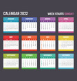 2022 year calendar design vector image vector image