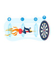 man at aiming cartoon arrow fly to target success vector image