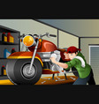 man fixing a motorcycle vector image