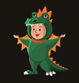 little boy with dragon costume halloween cartoon vector image