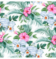 seamless tropical background with white orchids vector image vector image